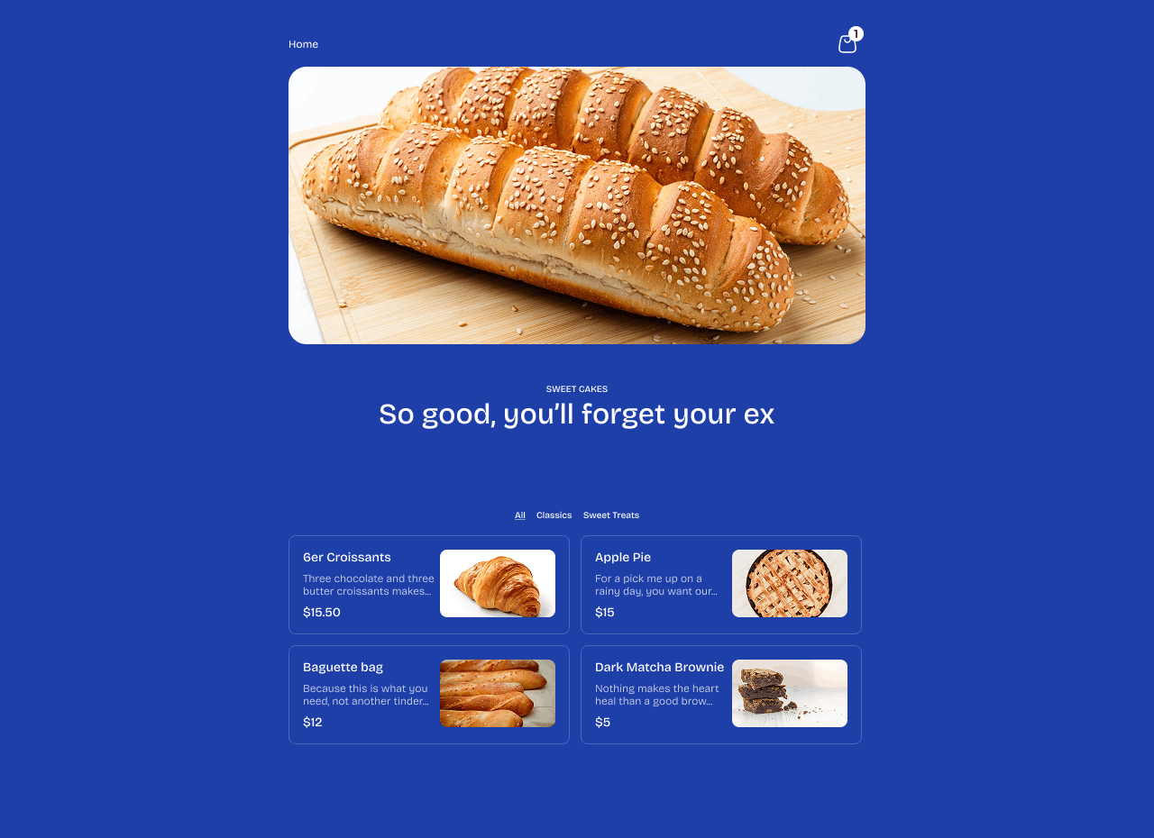 Professional bakery website example with online ordering - showcasing cakes, pastries and custom orders