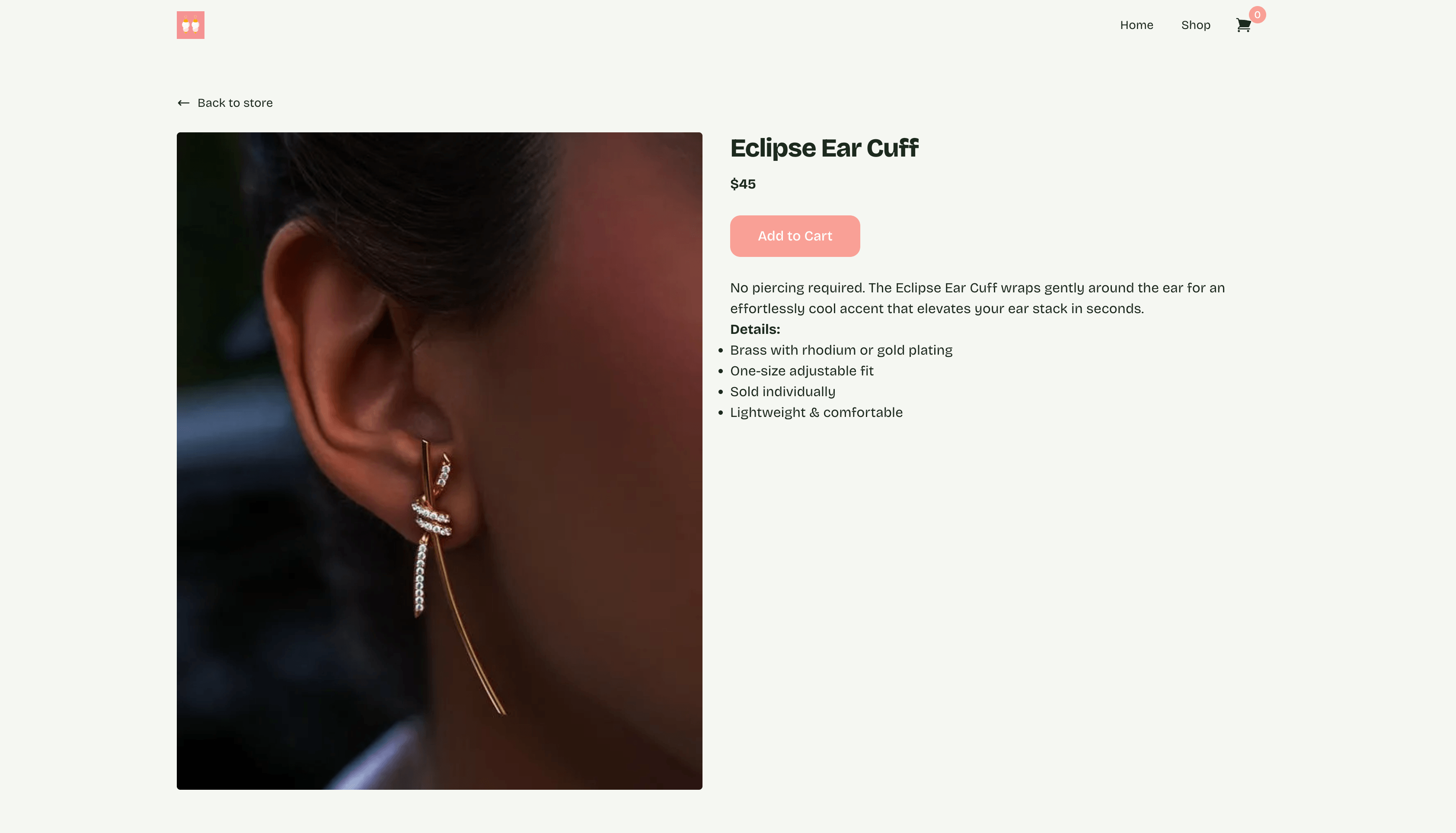 Professional jewelry store website example - showcasing handmade jewelry for sale online